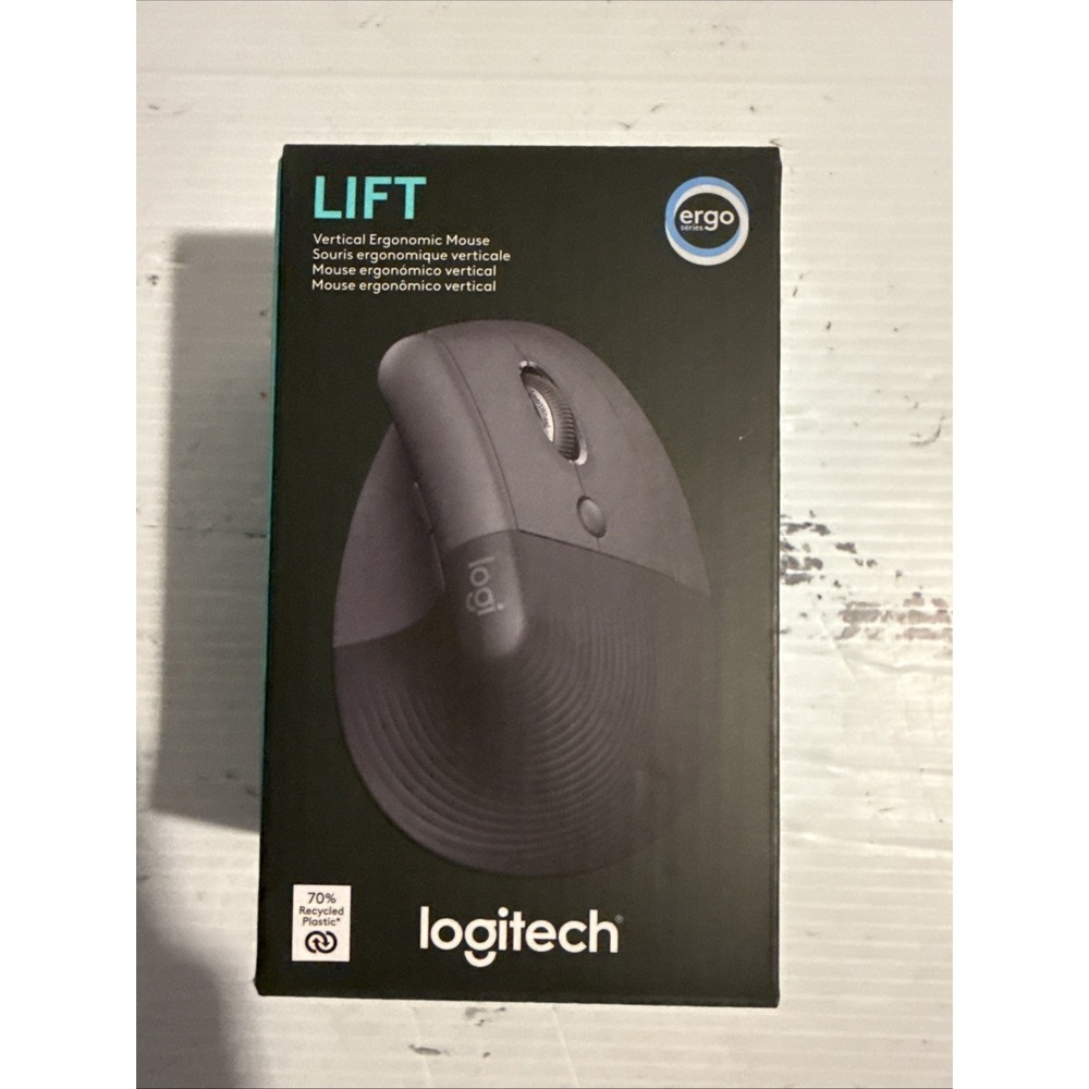 Logitech Lift Vertical Ergonomic Wireless Mouse Black - New